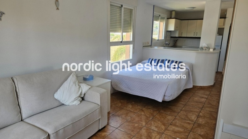Spacious studio apartment with terrace, parking space and community pool in El Peñoncillo