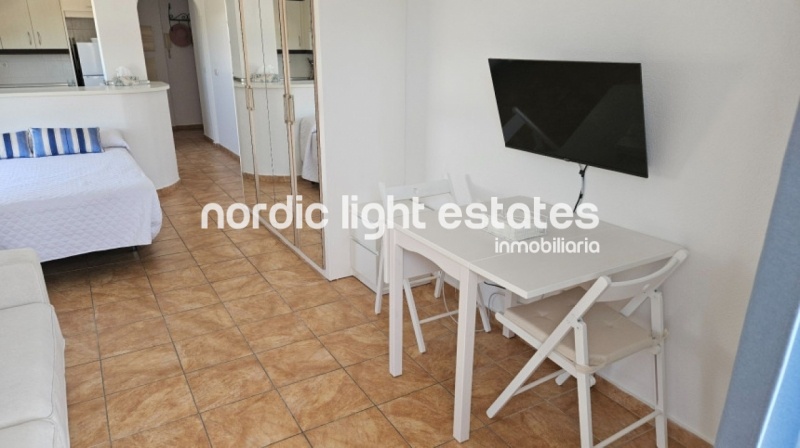 Spacious studio apartment with terrace, parking space and community pool in El Peñoncillo