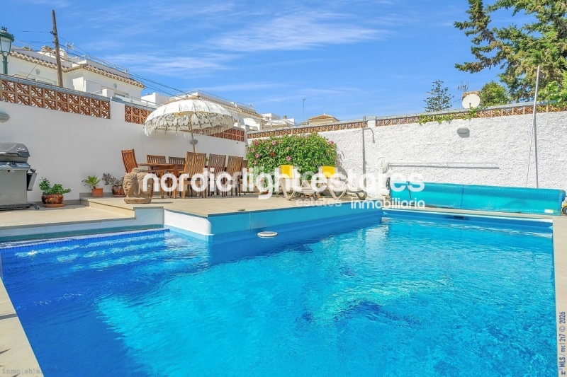 Contemporary luxury villa with several lounges 