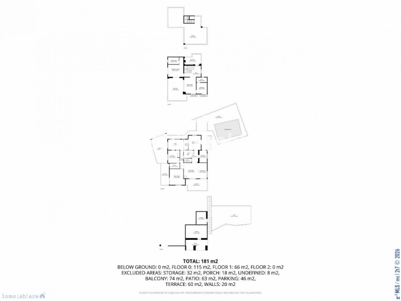 Contemporary luxury villa with several lounges 