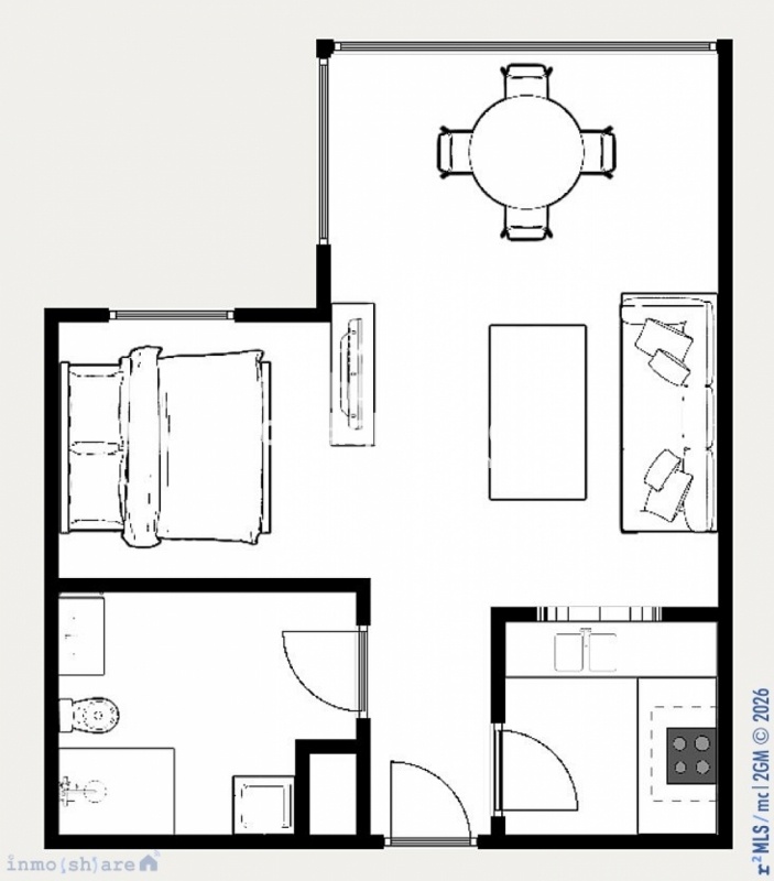 Spacious studio apartment with seaviews 